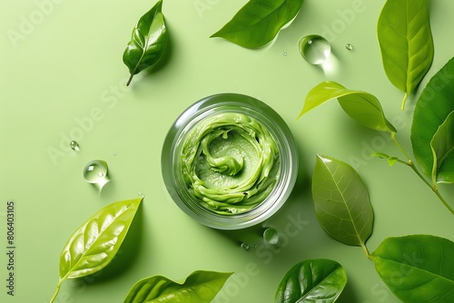 Protect your skin from environmental damage with Green Tea Extract Maintain a youthful glow and defend against free radicals , commercial shot photo