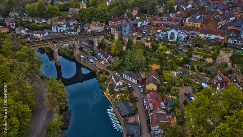 Aerial View of Charming Riverside Town in Knaresborough, Yorkshire
