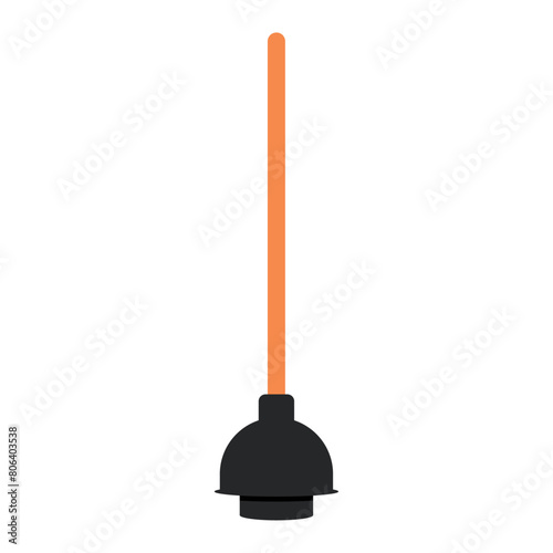 Flange Plunger Tool for Clearing Clogs in Bathroom and Kitchen Pipes, Vector Flat Illustration Design