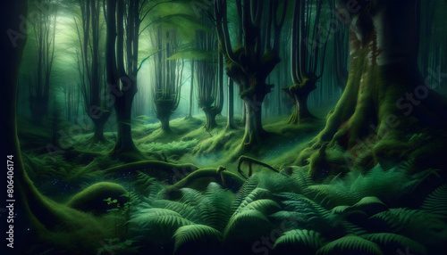 An image of a beautiful magic forest landscape