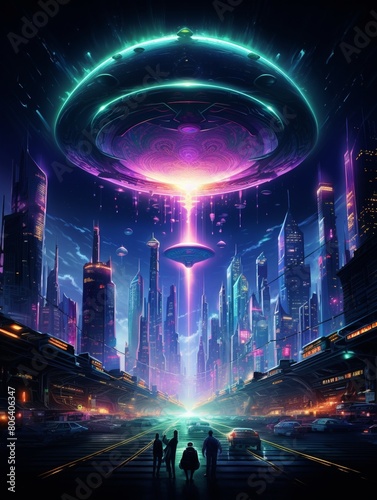 UFO's Beam Reshapes Cityscape Night