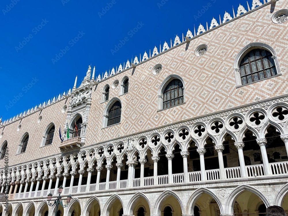 Italy, Venice, April 25, 2024. Doge's Palace, a monument of Gothic architecture
