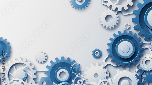 Fototapeta Naklejka Na Ścianę i Meble -  A blue and white background with many gears on it