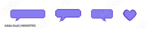 Speech bubble pixel style set. Text box pixelated illustration.