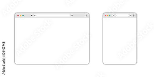 Web page vector interface set. Website window blank template.