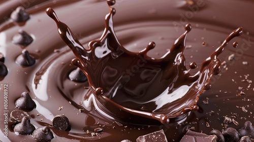 Chocolate splash isolated with clipping path. Generative Ai