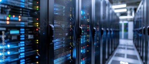 Rack Server on server room Data center, server room security, data center server, web host warehouse data server cabinets network storage database.