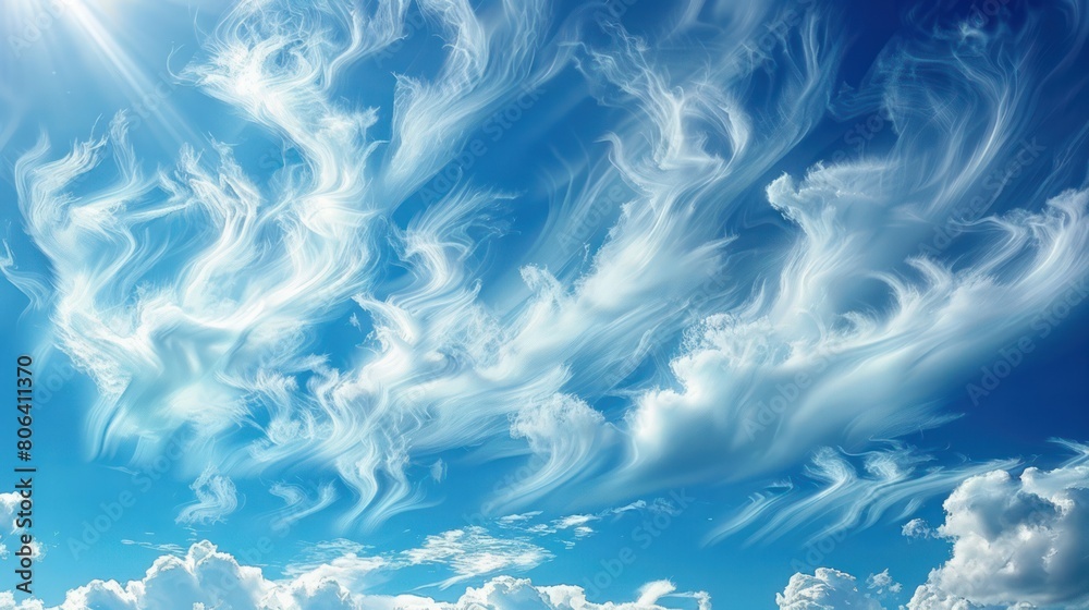 Fluffy White Clouds Float in Blue Sky Fluffy White Clouds Float in Blue Sky