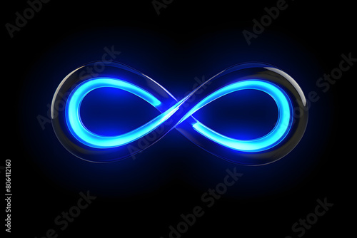 A compelling background that features an infinite loop icon in neon blue, providing a sense of depth and modernity with its brig  Generative AI, photo