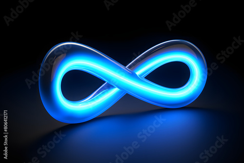 A compelling background that features an infinite loop icon in neon blue, providing a sense of depth and modernity with its brig  Generative AI, photo