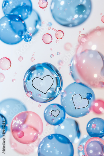 Social media likes and heart bubbles isolated on white background. High quality photo
