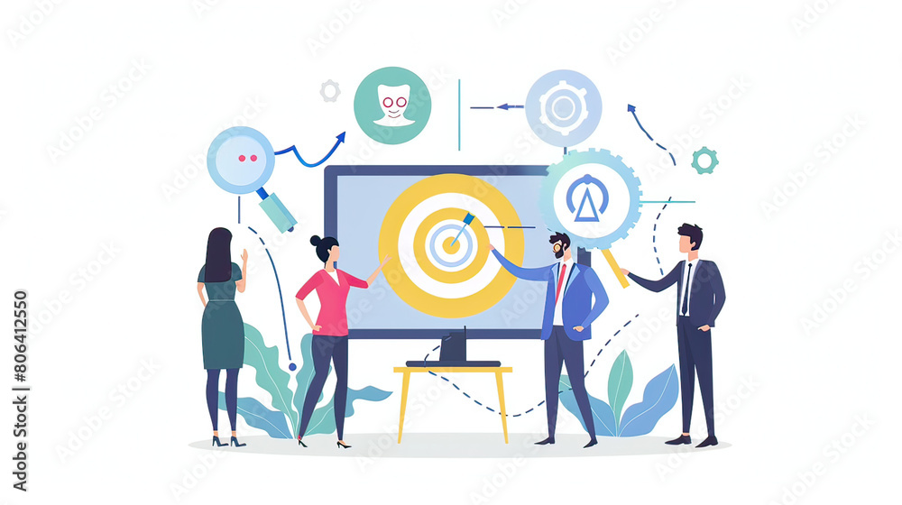 Business people touching on screen to target customer, Human resources management and recruitment business process concept with HR manager selecting candidate for hiring Business people touching on screen to target customer, Human resources management and recruitment business process concept with HR manager selecting candidate for hiring