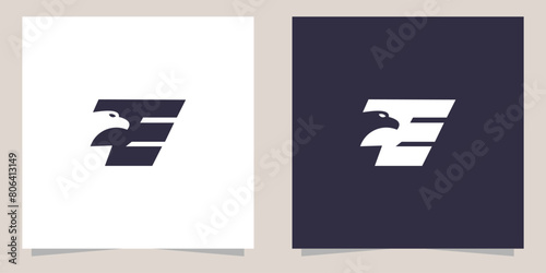 letter e with eagle logo design