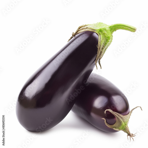 Two eggplants isolated on white. Square frame. (ID: 806413514)