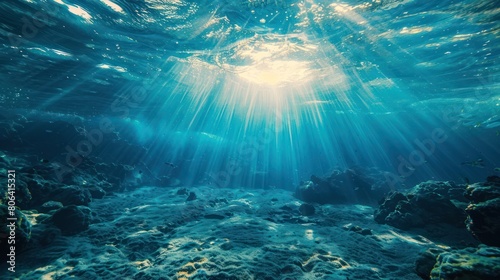 Sparkling Sunlit Underwater View - Deep Sea Ambiance Concept © hisilly