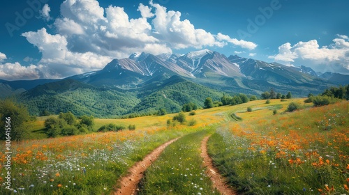 Alpine Trail  A Serene Summer Landscape in the Mountains