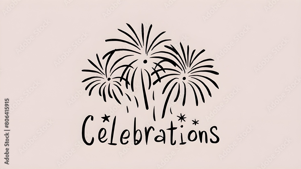 Obraz premium Charming Hand-Drawn Fireworks Celebration