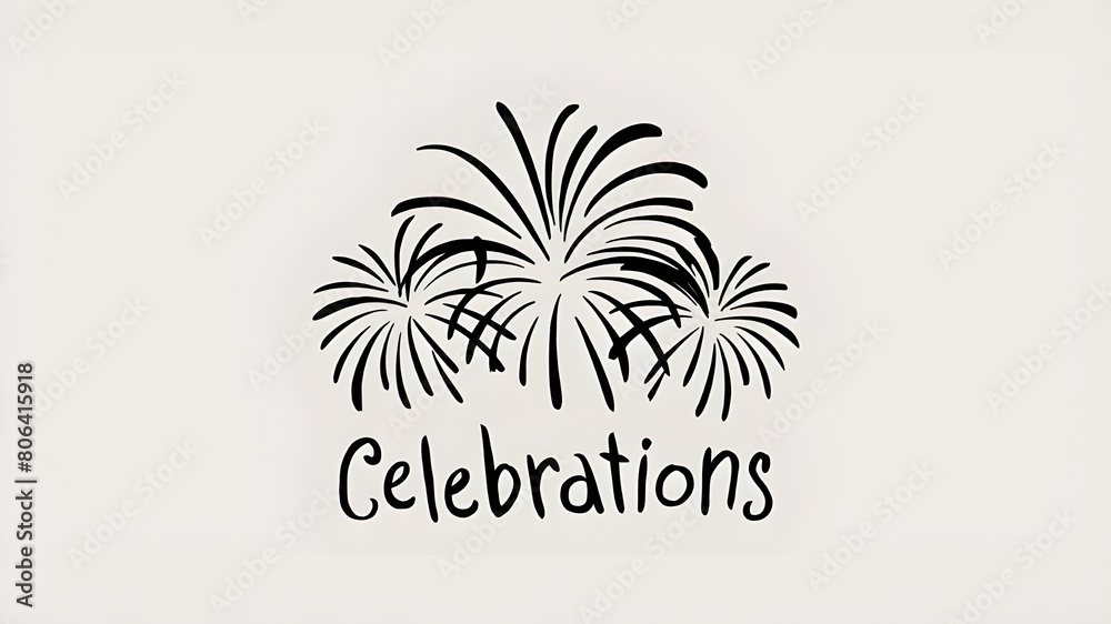 Obraz premium Charming Hand-Drawn Fireworks Celebration