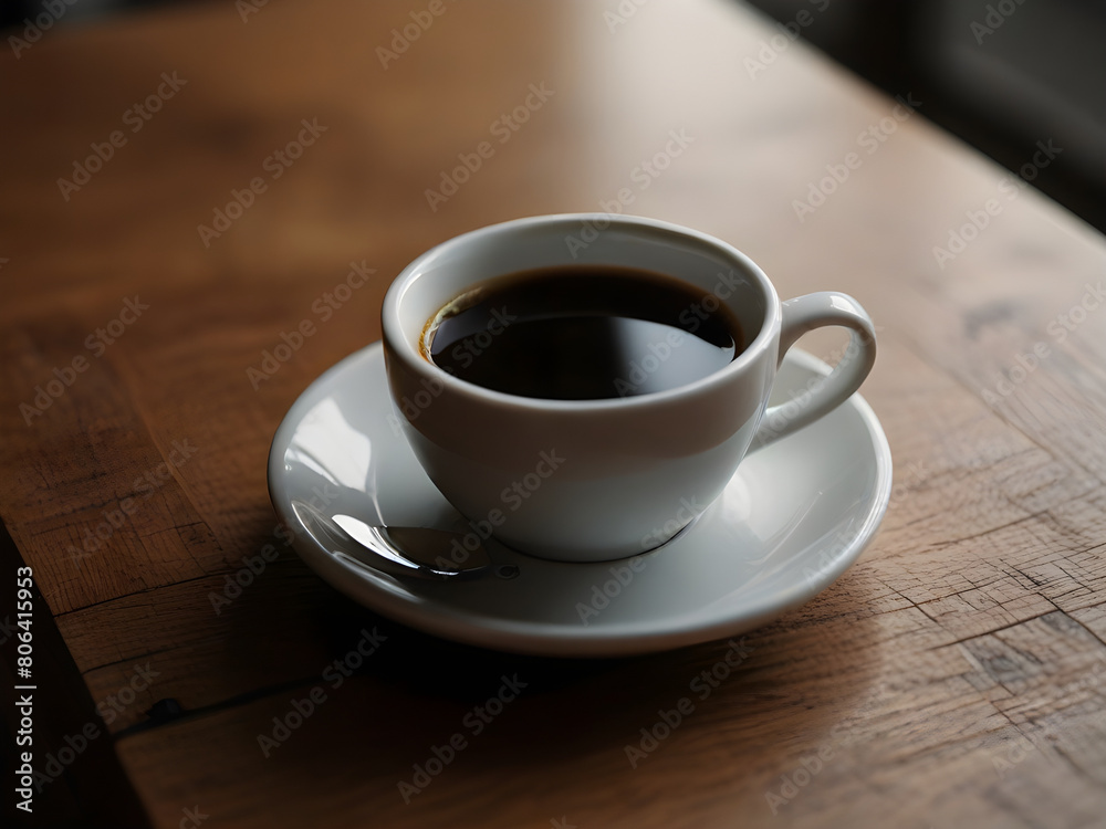 cup of coffee on wooden table cup of coffee on wooden table