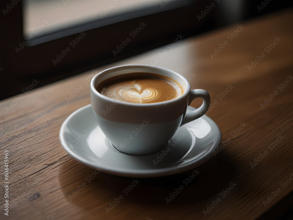 cup of coffee on wooden table cup of coffee on wooden table