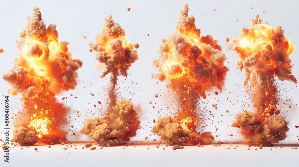 Explosion Set on Transparent Background: Collection of Explosions in Various Sizes and Intensities for Graphic Design and Visual Effects. Explosion Set on Transparent Background: Collection of Explosions in Various Sizes and Intensities for Graphic Design and Visual Effects.
