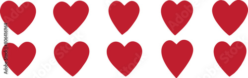 Heart, love, romance or valentine's day red heart. Heart vector icons. Set of red heart love symbols isolated editable vector. photo
