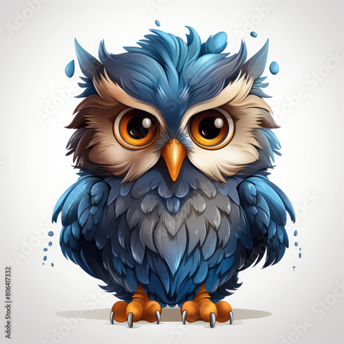 Watercolor Frostbite owl, clipart Illustration, Generative Ai