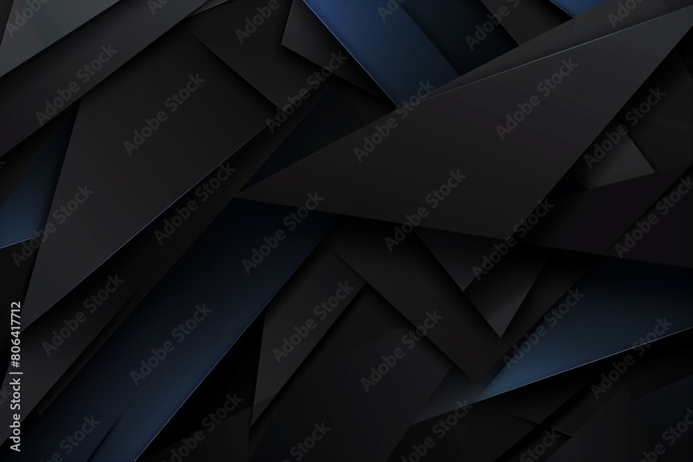 Fototapeta premium Modern black blue abstract background. Minimal. Color gradient. Dark. Web banner. Geometric shape. 3d effect. Lines stripes triangles. Design. Futuristic. Cut paper or metal effect. Luxury. Premium.