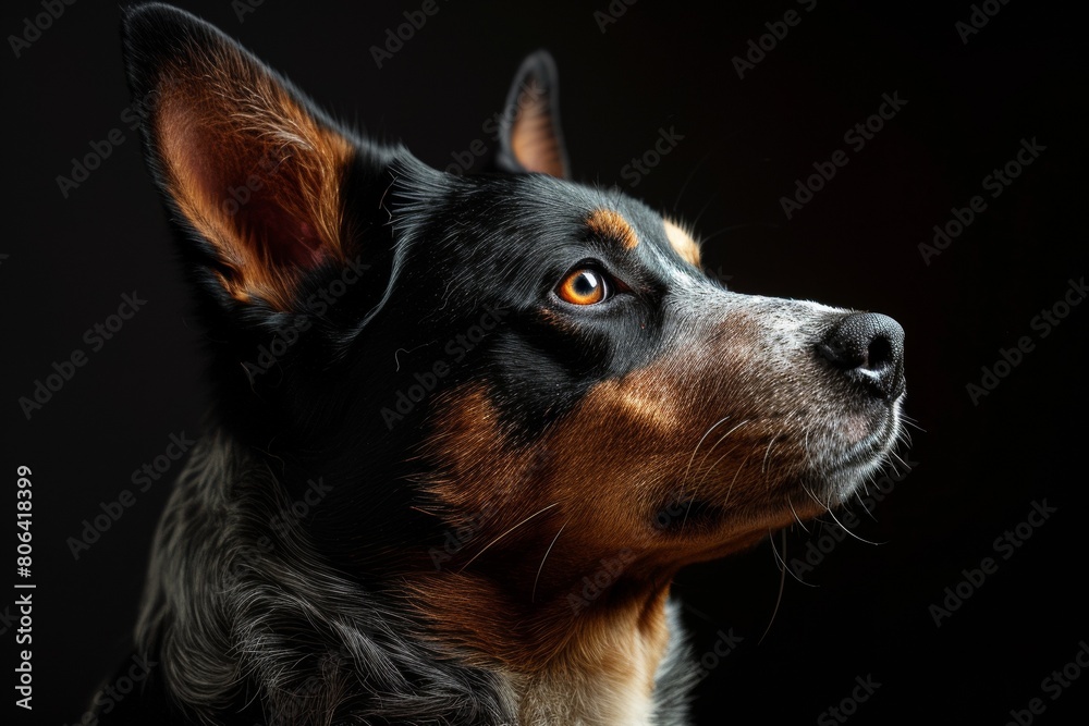 Mystic portrait of Australian Cattle Dog, Isolated on black background Mystic portrait of Australian Cattle Dog, Isolated on black background