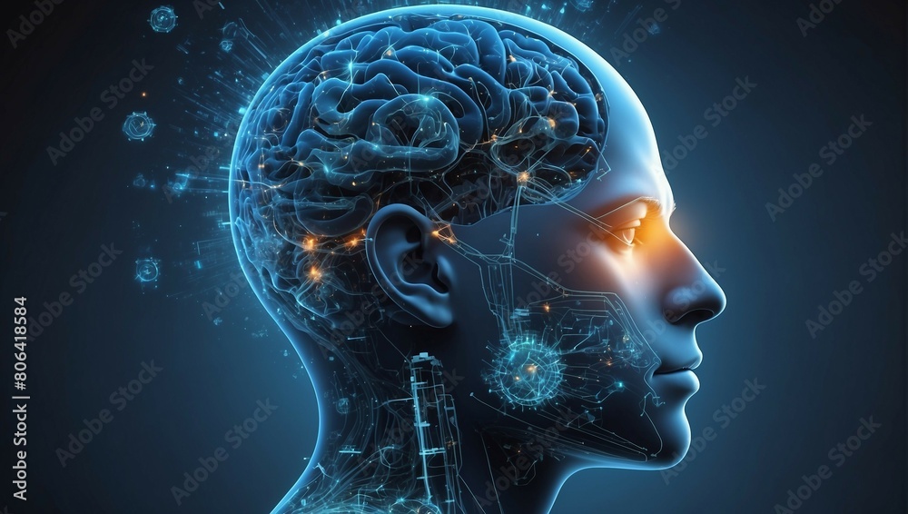Obraz premium human head with brain conceptual image