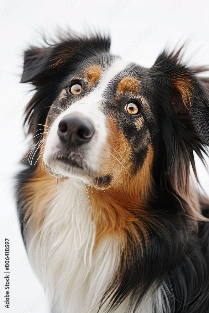 Mystic portrait of Australian Shepherd, Isolated on white background Mystic portrait of Australian Shepherd, Isolated on white background