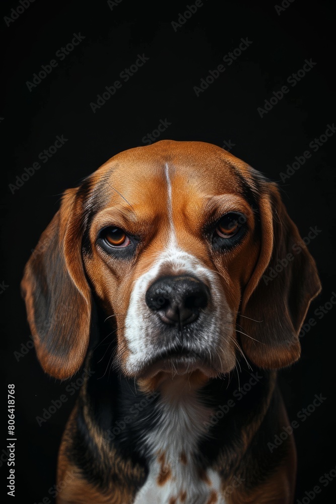 Mystic portrait of Beagle Isolated on black background