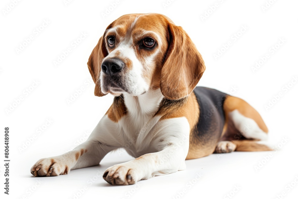 Mystic portrait of Beagle, Isolated on white background