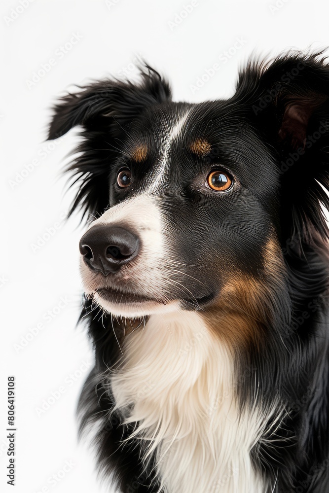 Mystic portrait of Border Collie, Isolated on white background