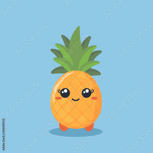 A cartoon pineapple with a smiling face. The pineapple is drawn in a cute and friendly manner, making it appear as if it is happy and approachable