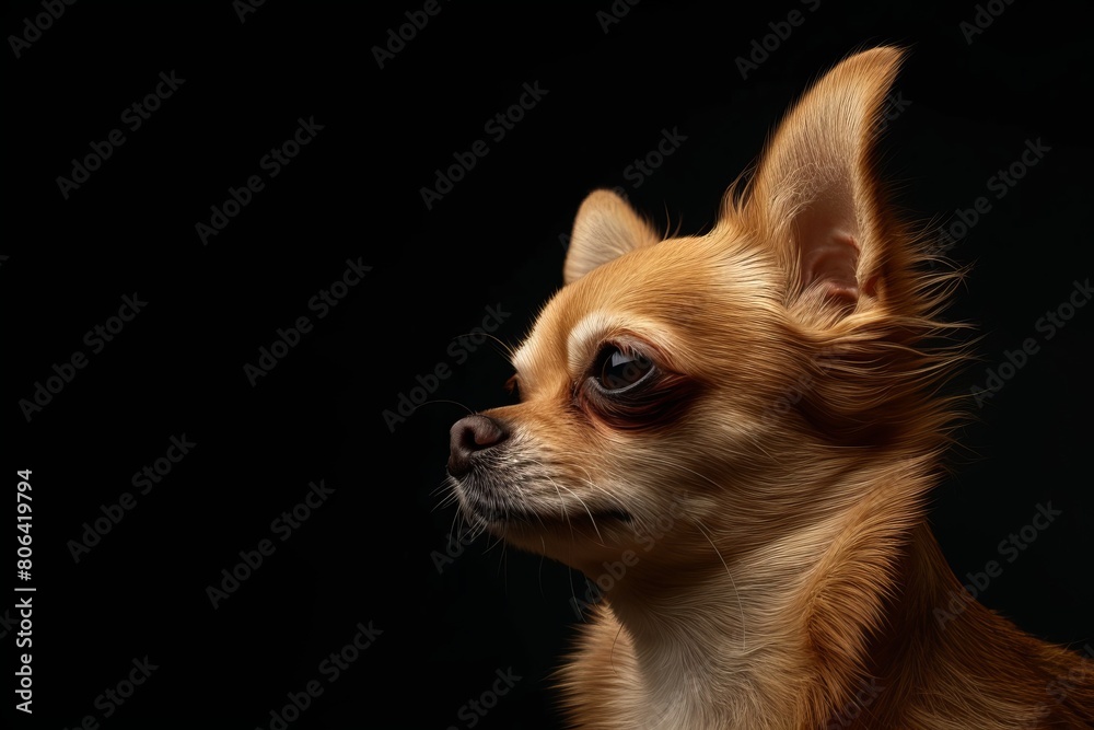 Mystic portrait of Chihuahua,Isolated on black background Mystic portrait of Chihuahua,Isolated on black background