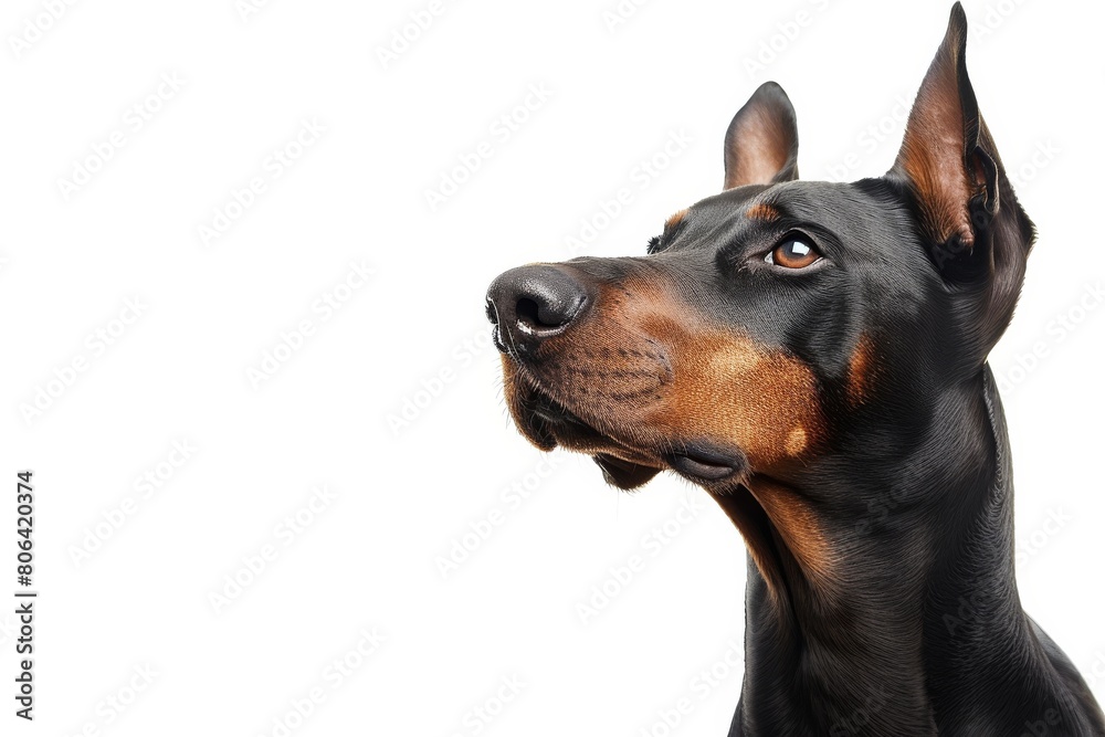 Mystic portrait of Doberman Pinscher, isolated on white background Mystic portrait of Doberman Pinscher, isolated on white background