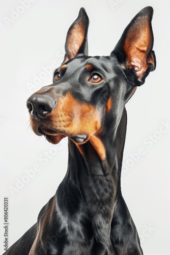 Mystic portrait of Doberman Pinscher, Isolated on white background
