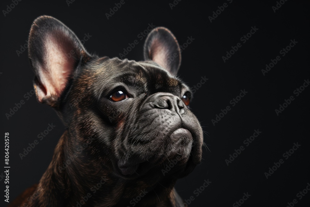 Fototapeta premium Mystic portrait of French Bulldog, Isolated on black background