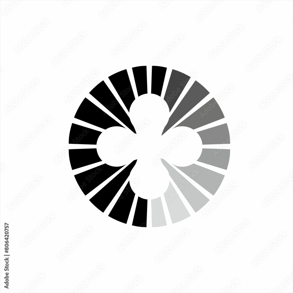 Clover logo design with shining sun concept.