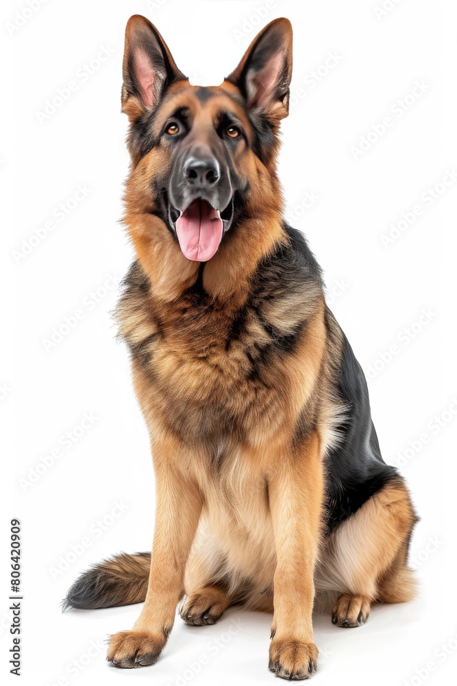 Mystic portrait of German Shepherd, full body View, isolated on white background Mystic portrait of German Shepherd, full body View, isolated on white background
