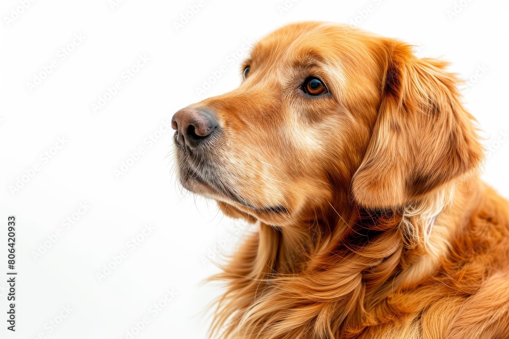 Mystic portrait of Golden Retriever, isolated on white background