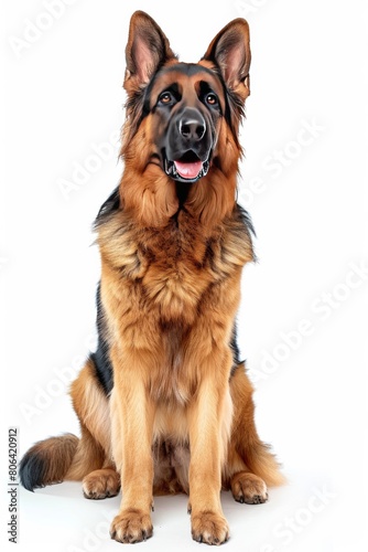 Mystic portrait of German Shepherd  full body View  isolated on white background