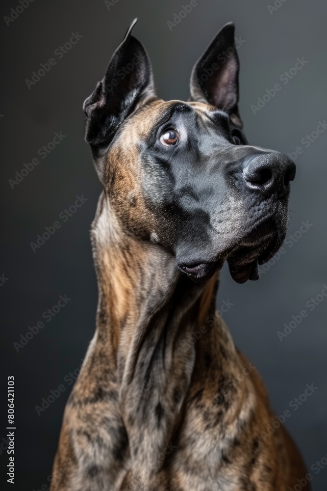 Mystic portrait of Great Dane, Isolated on white background