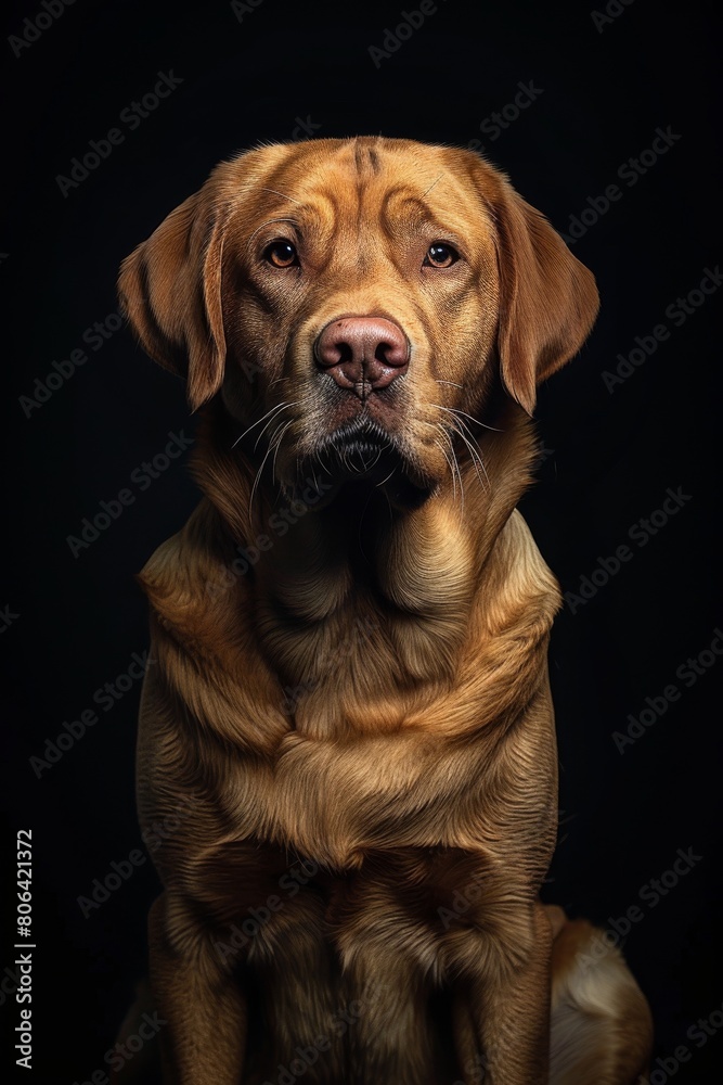 Mystic portrait of Labrador Retriever, full body View, Isolated on black background