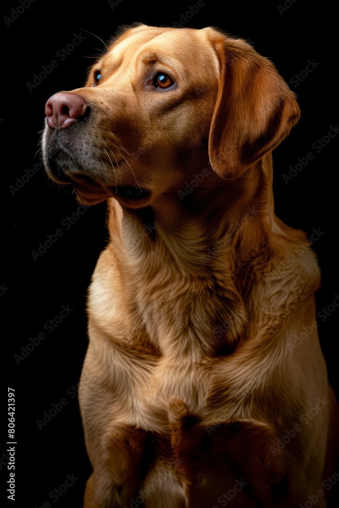 Mystic portrait of Labrador Retriever, Isolated on black background
