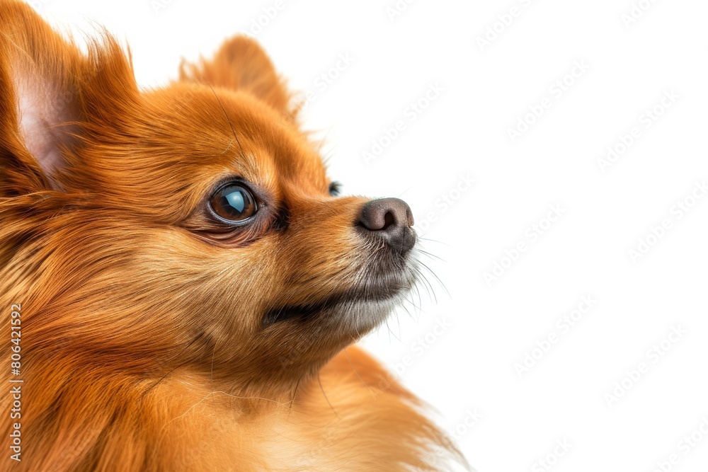 Mystic portrait of Pomeranian, Close Up View, Isolated on white background