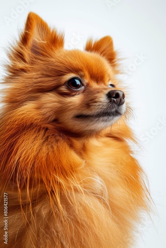 Mystic portrait of Pomeranian, Close Up View, Isolated on white background