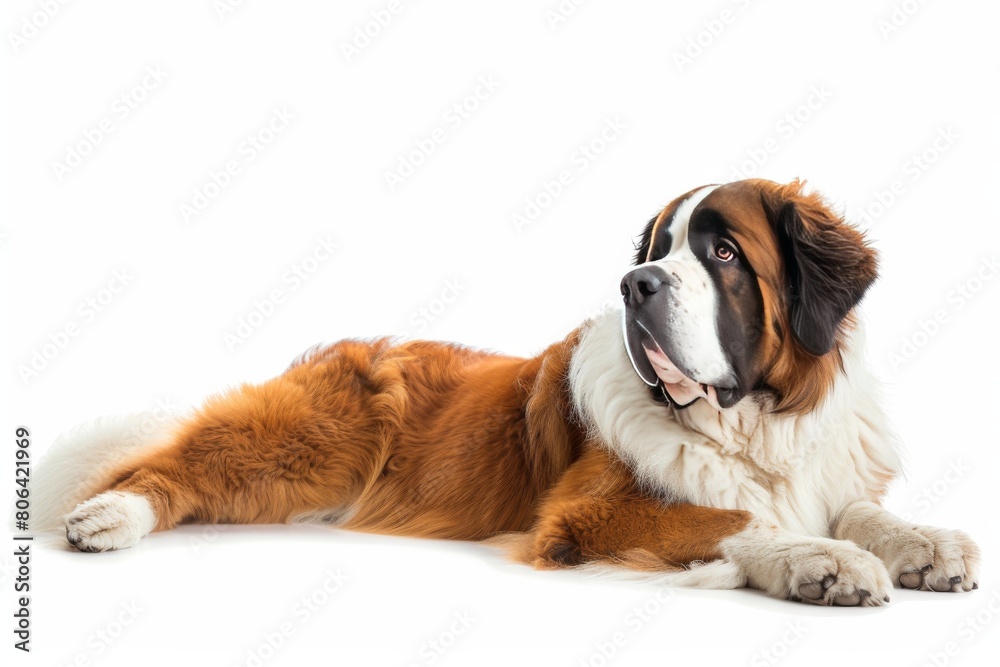 Mystic portrait of Saint Bernard, full body shot, full body View, isolated on white background Mystic portrait of Saint Bernard, full body shot, full body View, isolated on white background