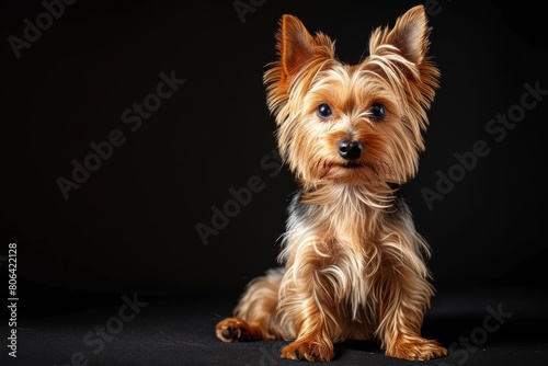 Mystic portrait of Yorkshire Terrier, full body view, full body shot, isolated on Black background © Tebha Workspace